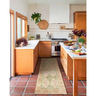 Zosia Sage & Gold Flatwoven Rug - 245 x 305 cm - Rug + Pad System