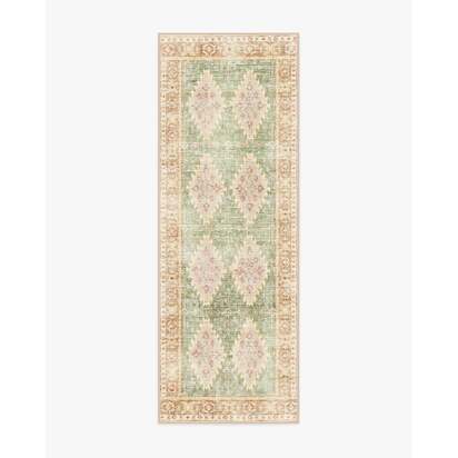 Zosia Sage & Gold Flatwoven Rug - 75 x 215 cm - Rug + Cushioned Pad System