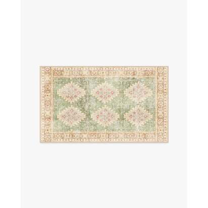 Zosia Sage & Gold Flatwoven Rug - 90 x 150 cm - Rug + Cushioned Pad System