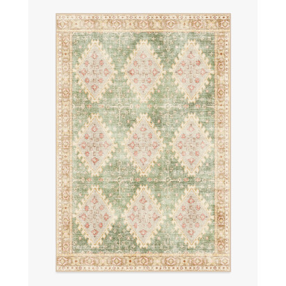Zosia Sage & Gold Flatwoven Rug - 185 x 275 cm - Rug + Cushioned Pad System
