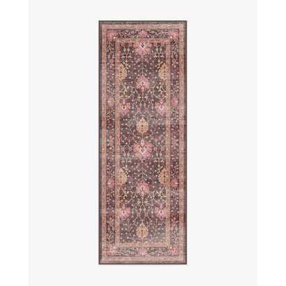 Serafina Coral & Burgundy Flatwoven Rug - 75 x 215 cm - Rug + Pad System