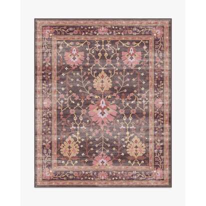 Serafina Coral & Burgundy Flatwoven Rug - 245 x 305 cm - Rug + Cushioned Pad System