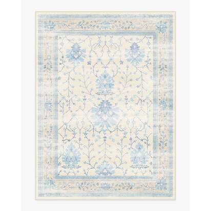 Serafina Cream & Blue Flatwoven Rug - 275 x 365 cm - Rug + Cushioned Pad System