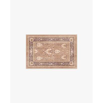 Serafina Taupe & Plum Flatwoven Rug - 60 x 90 cm - Rug + Cushioned Pad System