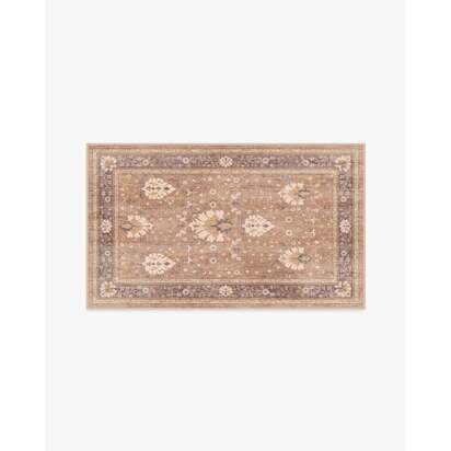 Serafina Taupe & Plum Flatwoven Rug - 90 x 150 cm - Rug + Cushioned Pad System