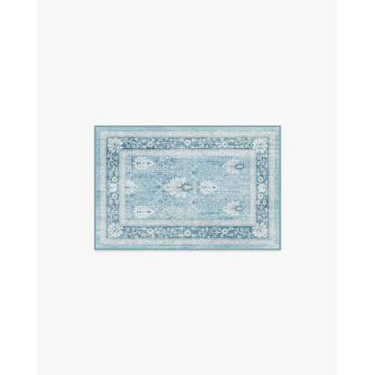 Serafina Blue Flatwoven Rug - 60 x 90 cm - Rug + Cushioned Pad System