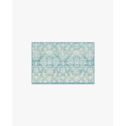 Dara Soft Teal Flatwoven Rug - 60 x 90 cm - Rug + Cushioned Pad System