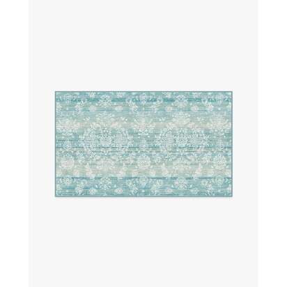 Dara Soft Teal Flatwoven Rug - 90 x 150 cm - Rug + Cushioned Pad System