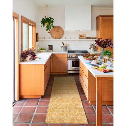 Dara Ochre Flatwoven Rug - 150 x 215 cm - Rug + Cushioned Pad System