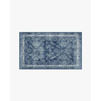 Maelyn Midnight Blue Flatwoven Rug - 90 x 150 cm - Rug + Pad System