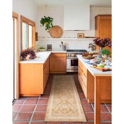 Maelyn Camel & Ivory Flatwoven Rug - 150 x 215 cm - Rug + Pad System