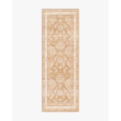 Maelyn Camel & Ivory Flatwoven Rug - 75 x 215 cm - Rug + Cushioned Pad System