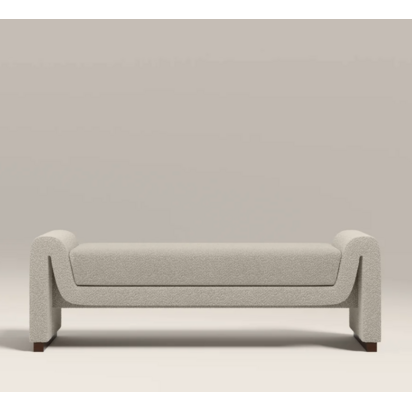 Bennett Bench - Speckled Stone Sustainable Boucle & Walnut