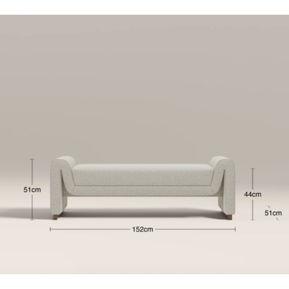 Bennett Bench - Speckled Stone Sustainable Boucle & Walnut