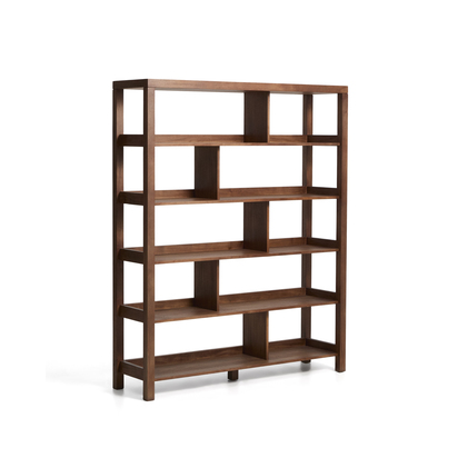 Norani shelving unit in solid acacia wood and acacia veneer 150 x 185 cm