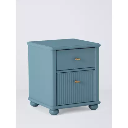 John Lewis Reed 2 Drawer Bedside Table Heritage Blue | H55 x W45 x D46.50cm