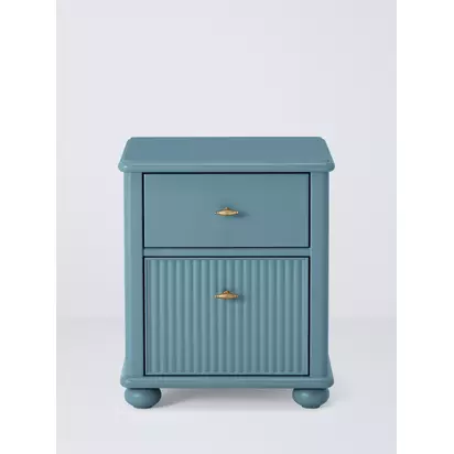 John Lewis Reed 2 Drawer Bedside Table Heritage Blue | H55 x W45 x D46.50cm