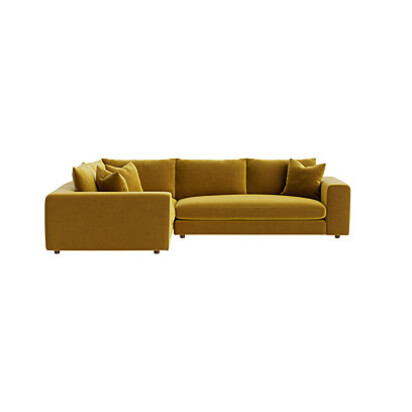Loaf | Big Easy | Large Left Hand Corner Sofa | Yellow Velvet | Honey Pot
