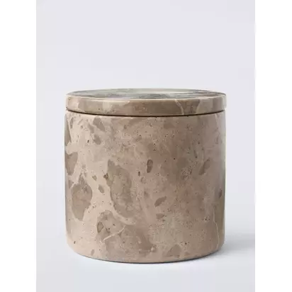 John Lewis Marble Lidded Pot, Natural Fossil Beige | D10 x H10.5 x W10cm