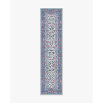 Della Soft Blue & Coral Outdoor Rug - 75 x 305 cm - Rug + Pad System
