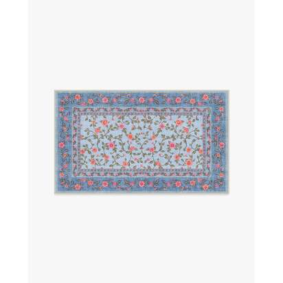 Della Soft Blue & Coral Outdoor Rug - 90 x 150 cm - Rug + Pad System
