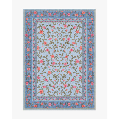 Della Soft Blue & Coral Outdoor Rug - 150 x 215 cm - Rug + Pad System
