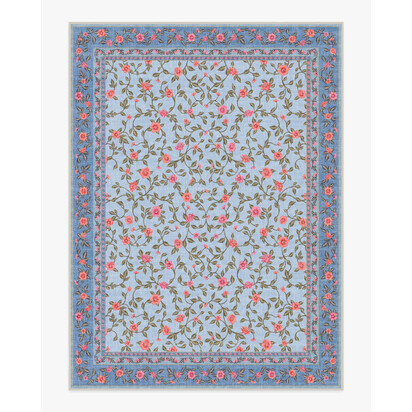 Della Soft Blue & Coral Outdoor Rug - 275 x 365 cm - Rug + Pad System