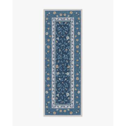 Della Blue & Ivory Outdoor Rug - 75 x 215 cm - Rug + Pad System