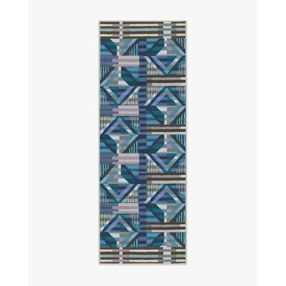 Paloma Blue Outdoor Rug - 75 x 215 cm - Rug + Pad System
