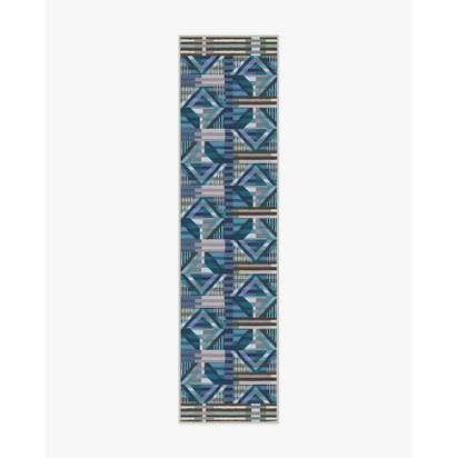 Paloma Blue Outdoor Rug - 75 x 305 cm - Rug + Pad System