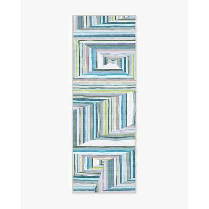 Riviera Teal Outdoor Rug - 75 x 215 cm - Rug + Pad System