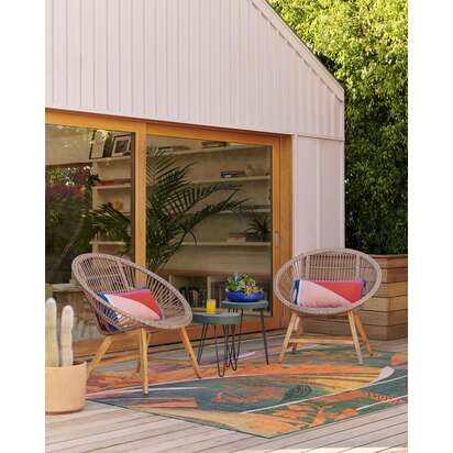 Palmera Multicolour Outdoor Rug - 245 x 305 cm - Rug + Pad System