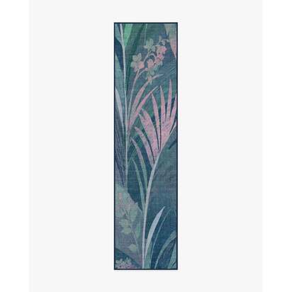 Palmera Blue Outdoor Rug - 75 x 305 cm - Rug + Pad System