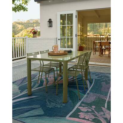 Palmera Blue Outdoor Rug - 245 x 305 cm - Rug + Pad System