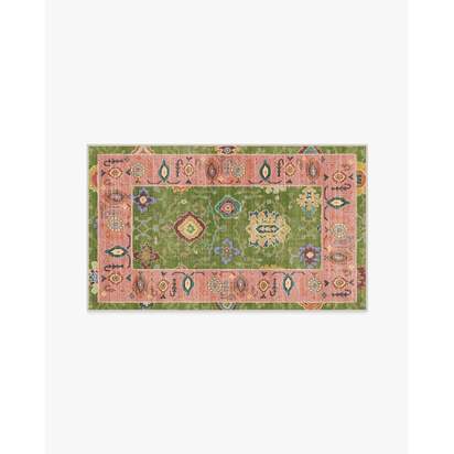 Mehr Green & Soft Pink Outdoor Rug - 90 x 150 cm - Rug + Pad System