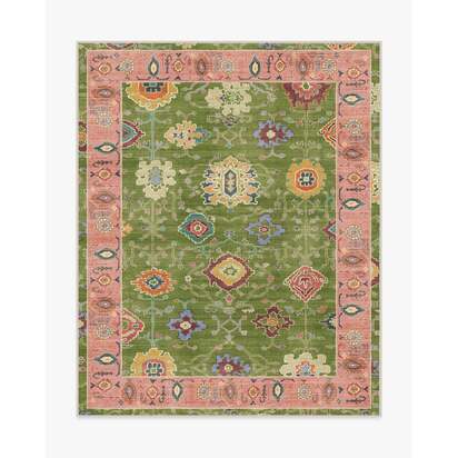 Mehr Green & Soft Pink Outdoor Rug - 245 x 305 cm - Rug + Pad System