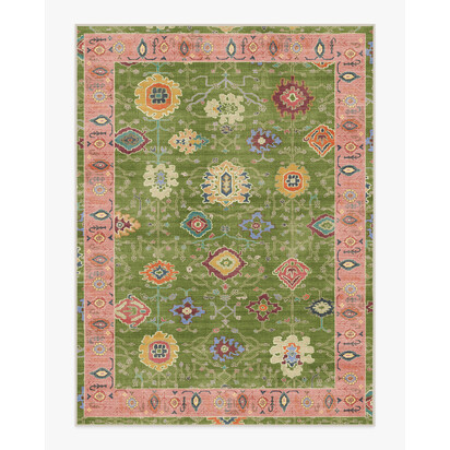 Mehr Green & Soft Pink Outdoor Rug - 275 x 365 cm - Rug + Pad System