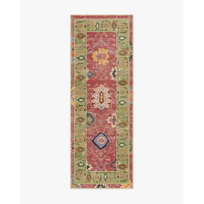 Mehr Rose & Soft Green Outdoor Rug - 75 x 215 cm - Rug + Pad System
