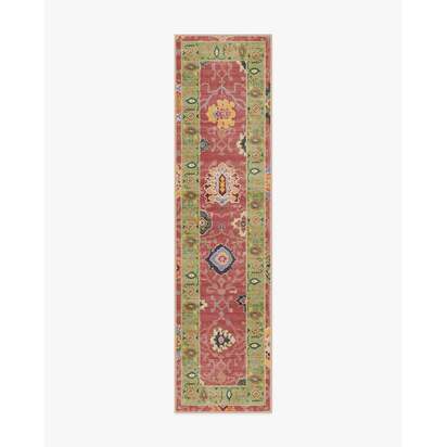 Mehr Rose & Soft Green Outdoor Rug - 75 x 305 cm - Rug + Pad System