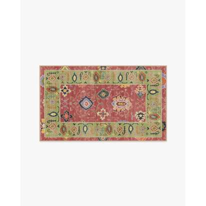 Mehr Rose & Soft Green Outdoor Rug - 90 x 150 cm - Rug + Pad System