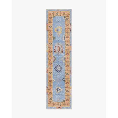 Mehr Soft Blue & Yellow Outdoor Rug - 75 x 305 cm - Rug + Pad System