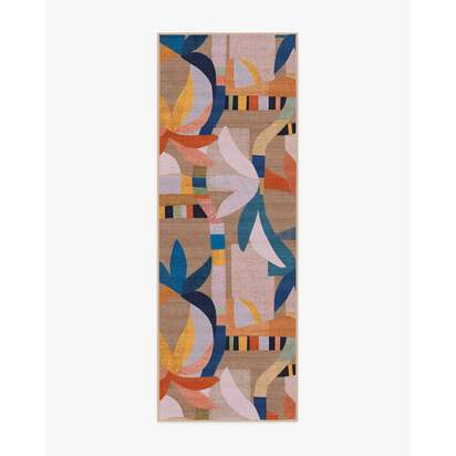 Laguna Natural Multicolour Outdoor Rug - 75 x 215 cm - Rug + Pad System