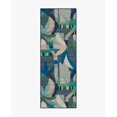 Laguna Blue Outdoor Rug - 75 x 215 cm - Rug + Pad System