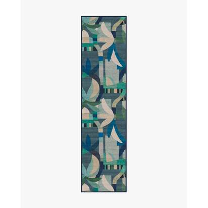 Laguna Blue Outdoor Rug - 75 x 305 cm - Rug + Pad System