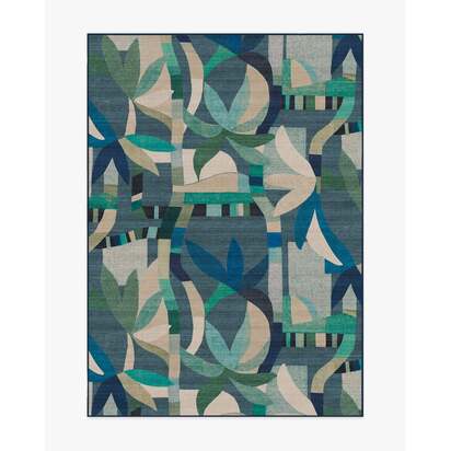 Laguna Blue Outdoor Rug - 150 x 215 cm - Rug + Pad System