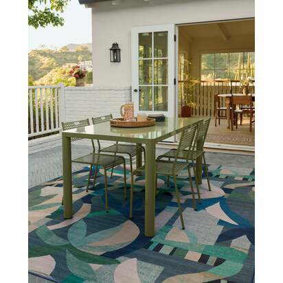 Laguna Blue Outdoor Rug - 150 x 215 cm - Rug + Pad System