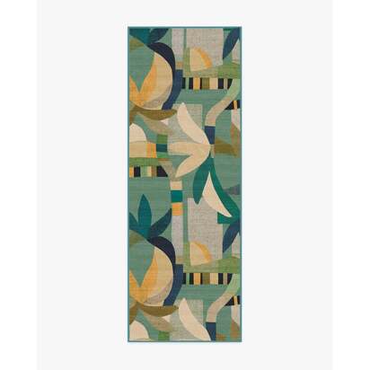 Laguna Teal Multicolour Outdoor Rug - 75 x 215 cm - Rug + Pad System