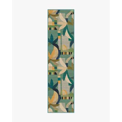 Laguna Teal Multicolour Outdoor Rug - 75 x 305 cm - Rug + Pad System
