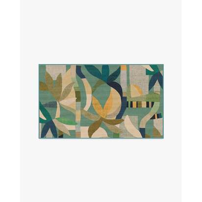 Laguna Teal Multicolour Outdoor Rug - 90 x 150 cm - Rug + Pad System