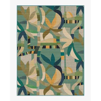 Laguna Teal Multicolour Outdoor Rug - 275 x 365 cm - Rug + Pad System